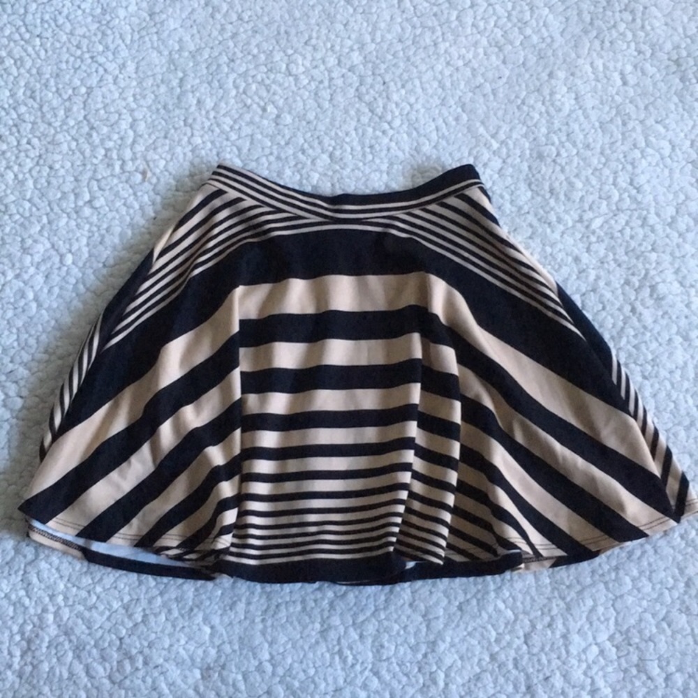 Popular Basics Striped Skater Skirt Small